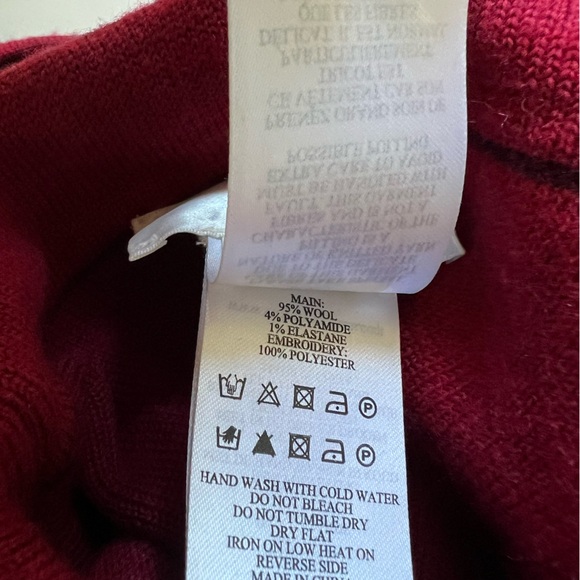 Victoria Victoria Beckham Wool Oversized Piped Turtleneck Sweater Iron Red Small - Picture 9 of 12